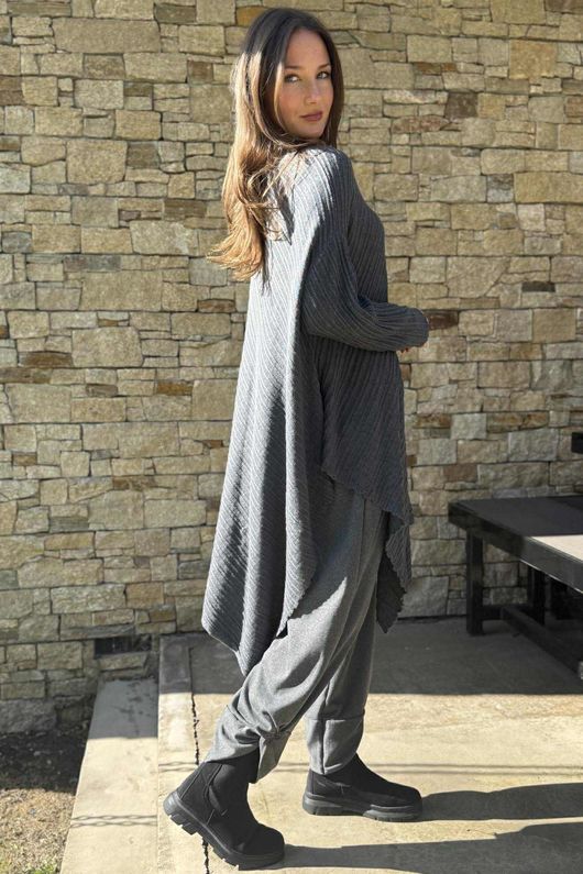 Skarsgard Asymmetric Knit Tunic Slate /24=